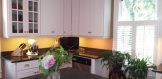 bright sunny kitchen with island